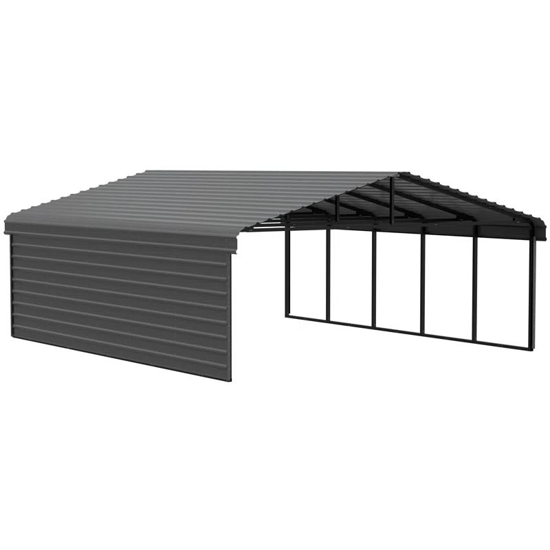 20 ft. x 24 ft. Charcoal Steel Carport Kit with Enclosure