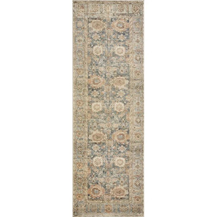 Gray Rectangular Synthetic Oriental Runner Rug 2'-6" x 11'-6"