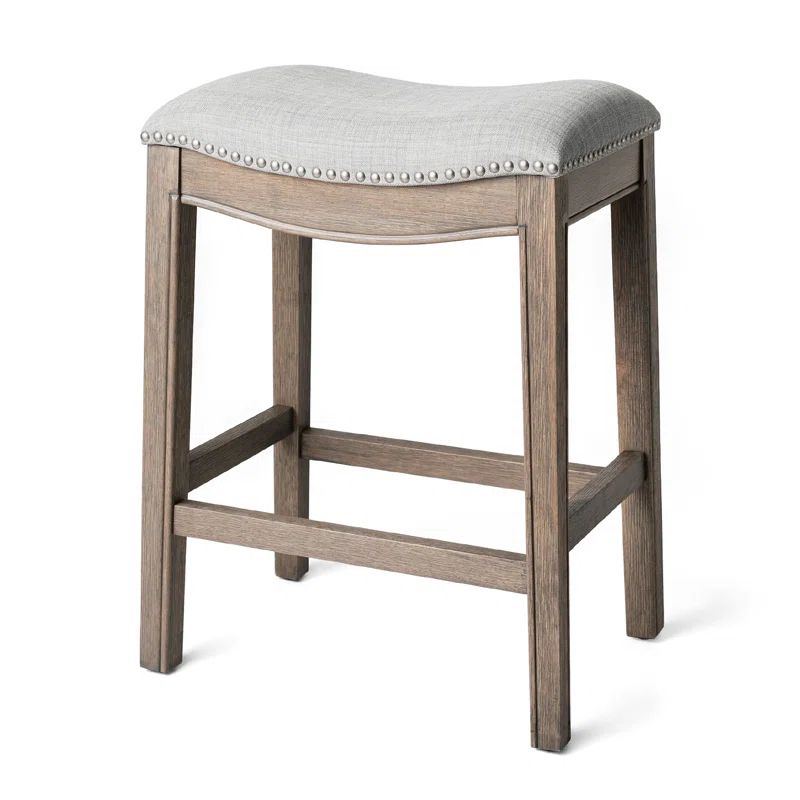 Adrien Brown Backless Saddle Wood Counter Stool