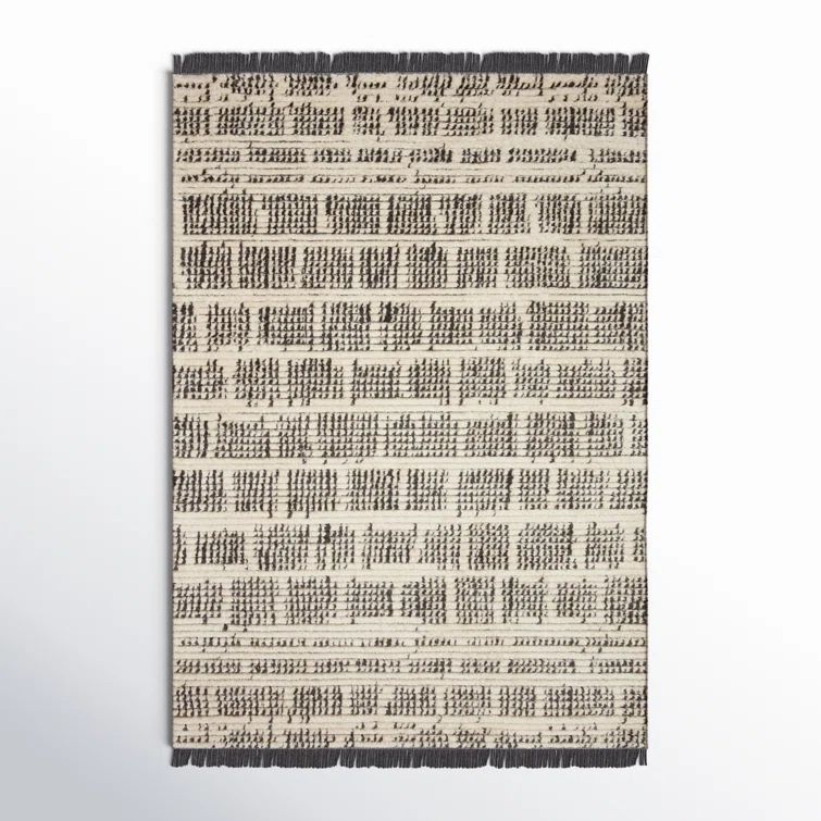 Elegant Black and Cream Moroccan-Inspired Large Area Rug