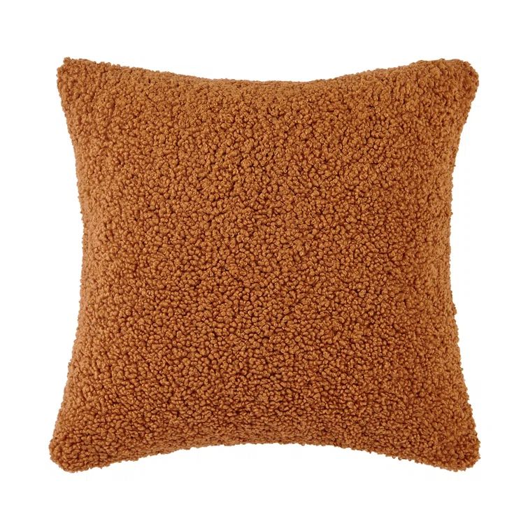 Caramel Soft Plush Feather Filled Square Throw Pillow