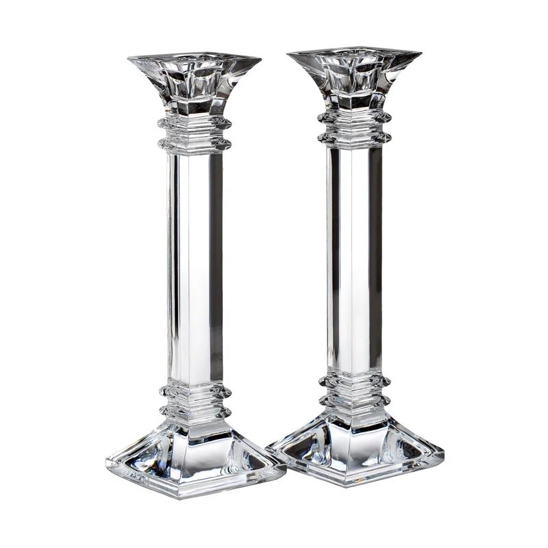 10" Clear Crystal Tabletop Candlestick Pair