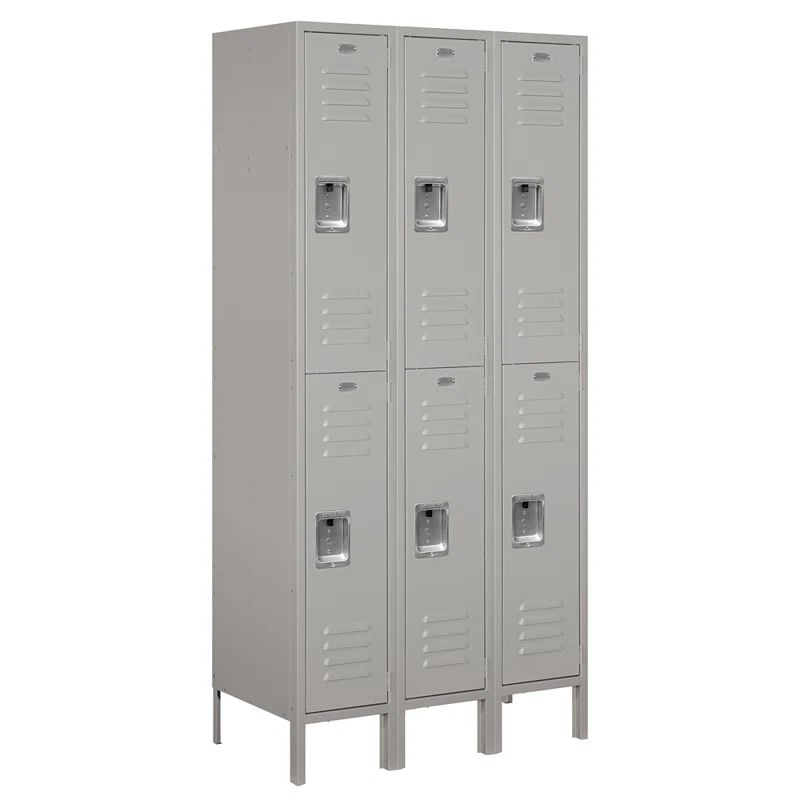 Gray 78" Freestanding Double Tier Metal Office Locker