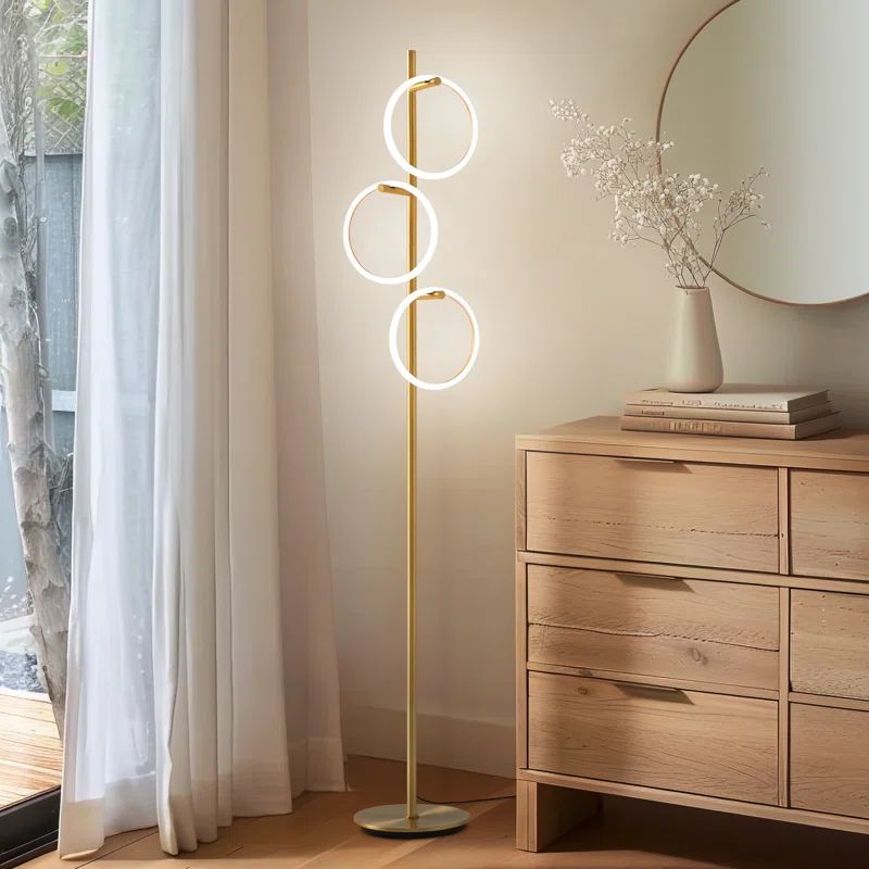 Saturn Antique Brass 66" Kids' 3-Way Dimming LED Floor Lamp
