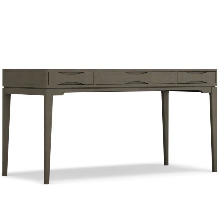 Generous Farmhouse Grey Solid Hardwood Desk with Keyboard Tray