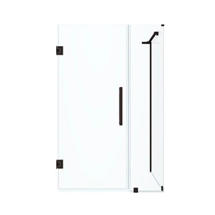 Tampa-Pro 72" High Black Frameless Corner Shower Kit with Tempered Glass
