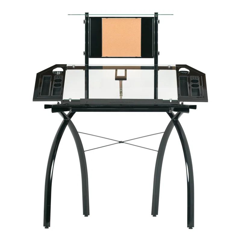 Futura Glass-Top Crafting Table with Drawer and Shelf