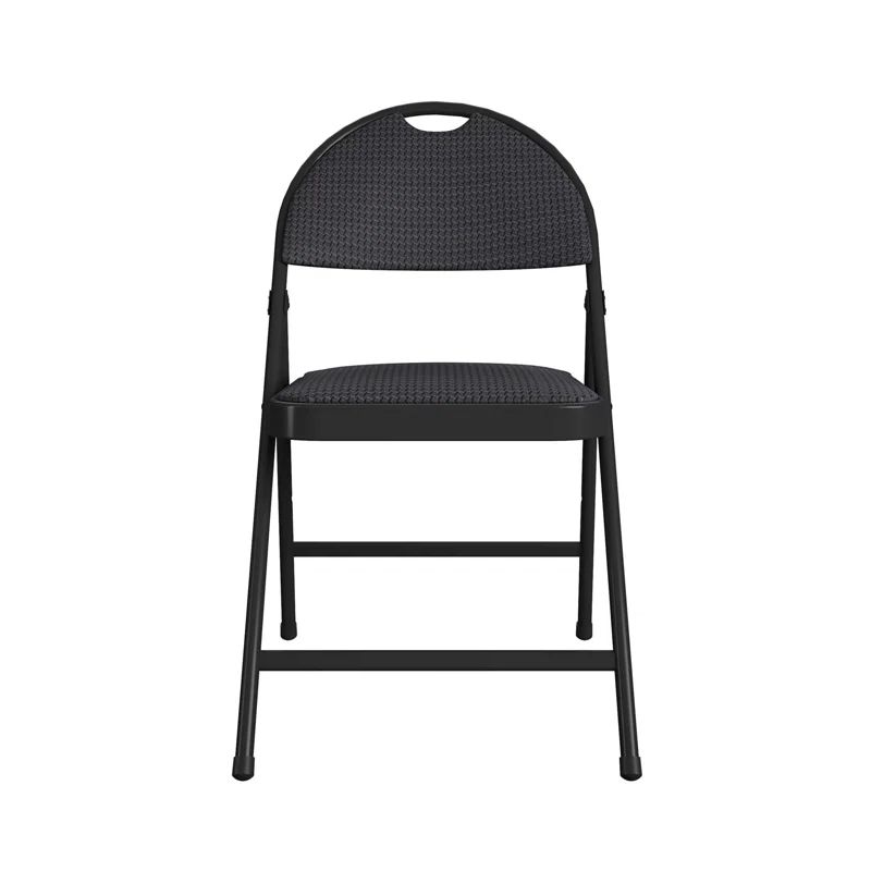 Black Fabric Padded Armless Folding Chair with Metal Frame, 4-Pack