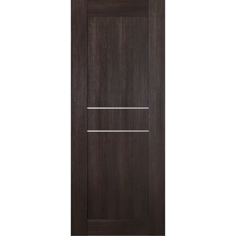Dark Brown Veralinga Oak Solid Core Door with Aluminum Strips