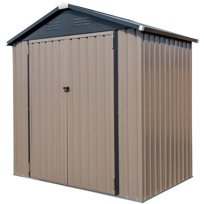 Gray 6' x 4' Galvanized Steel Outdoor Storage Shed