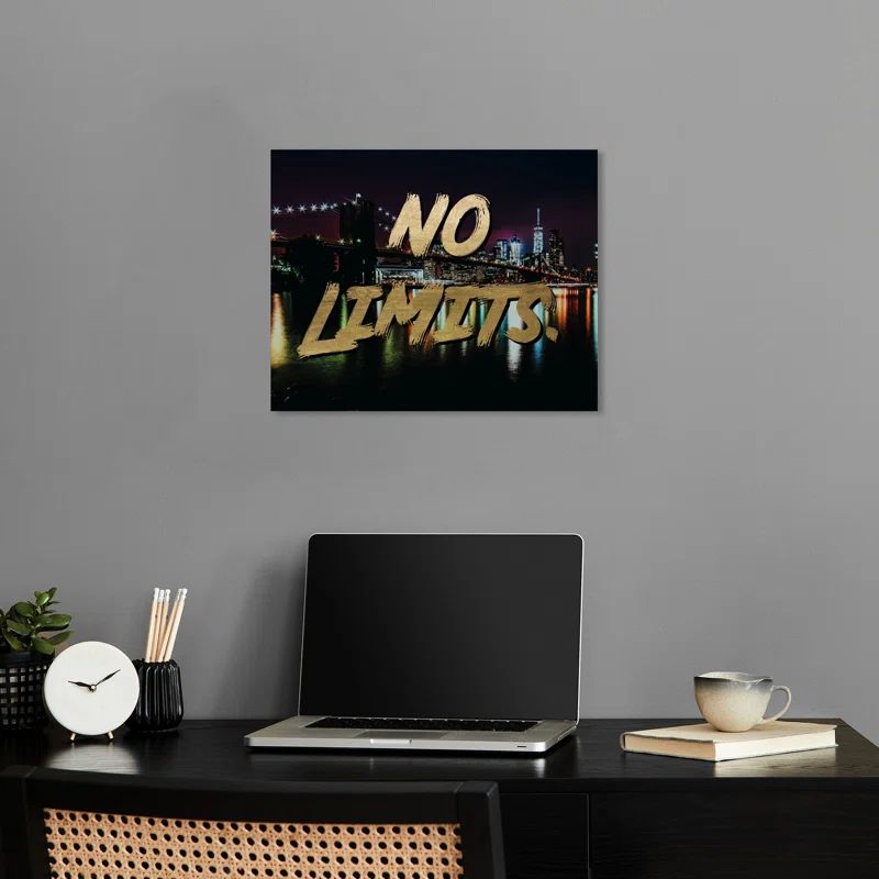No Limits Gold and Black Motivational Quote Canvas Print