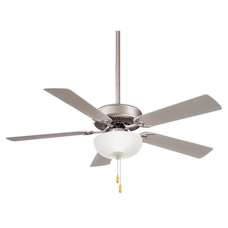 Brushed Steel 52-Inch Ceiling Fan with Frosted Glass Light