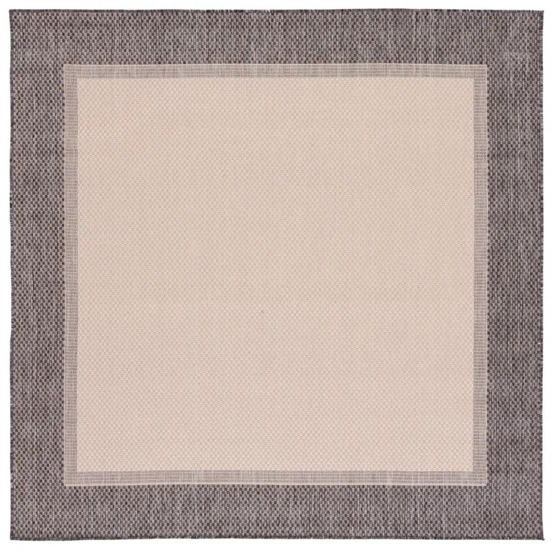 Ivory and Camel Square Synthetic Indoor/Outdoor Rug