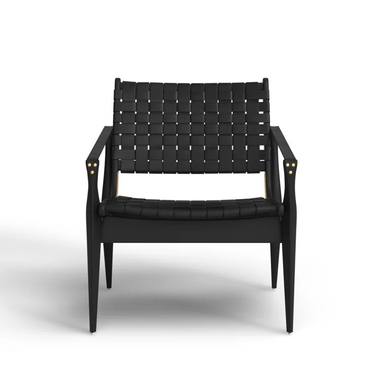 Black Mahogany Leather Safari Accent Chair 25"