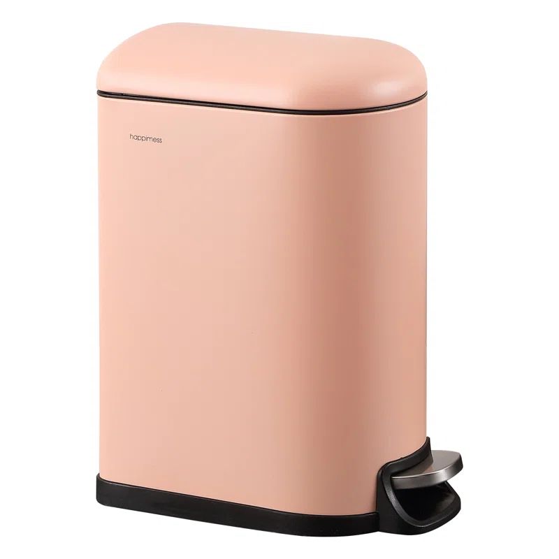 Flamingo Pink Stainless Steel Step-On Trash Can, 2.64-Gallon