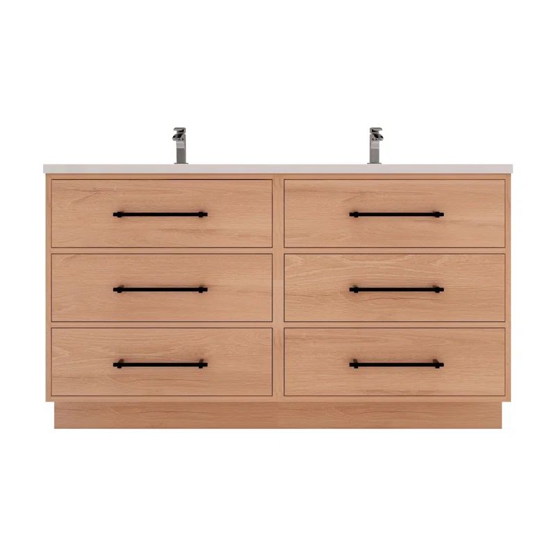 Victoria Red Oak 59" Double Vanity with Acrylic Top