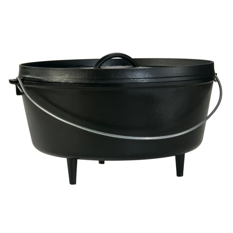 Black Cast Iron 6 Quart Camp Dutch Oven with Lid