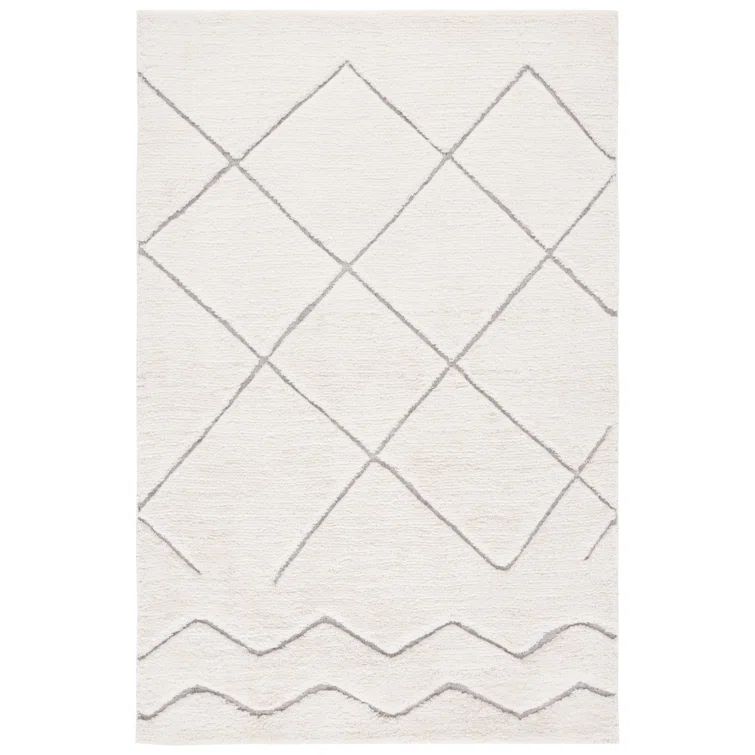 Kenya Ivory & Grey Hand-Knotted Wool Blend Area Rug - 3' x 5'