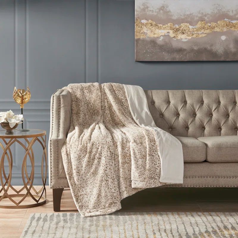 Luxurious Oversized Leopard Faux Fur 60x70" Reversible Throw