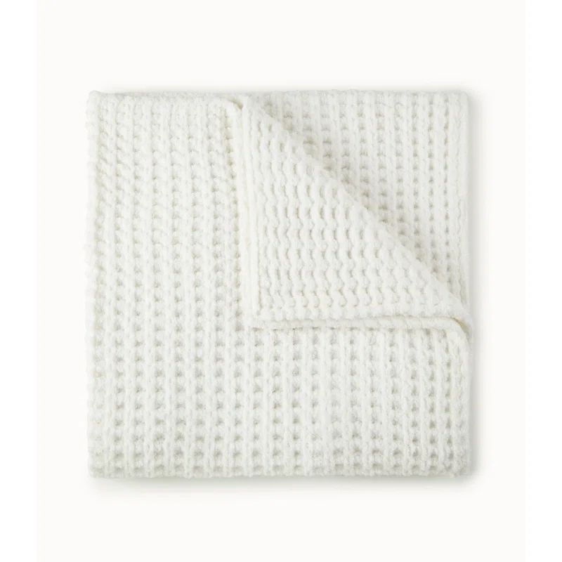 White Waffle Knit Polyester Throw Blanket