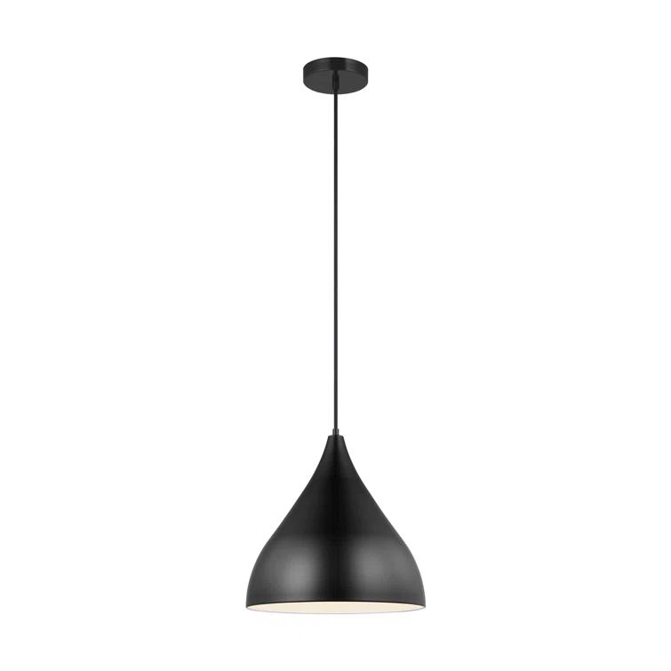 Midnight Black 14" Glass Pendant Light with Steel Shade