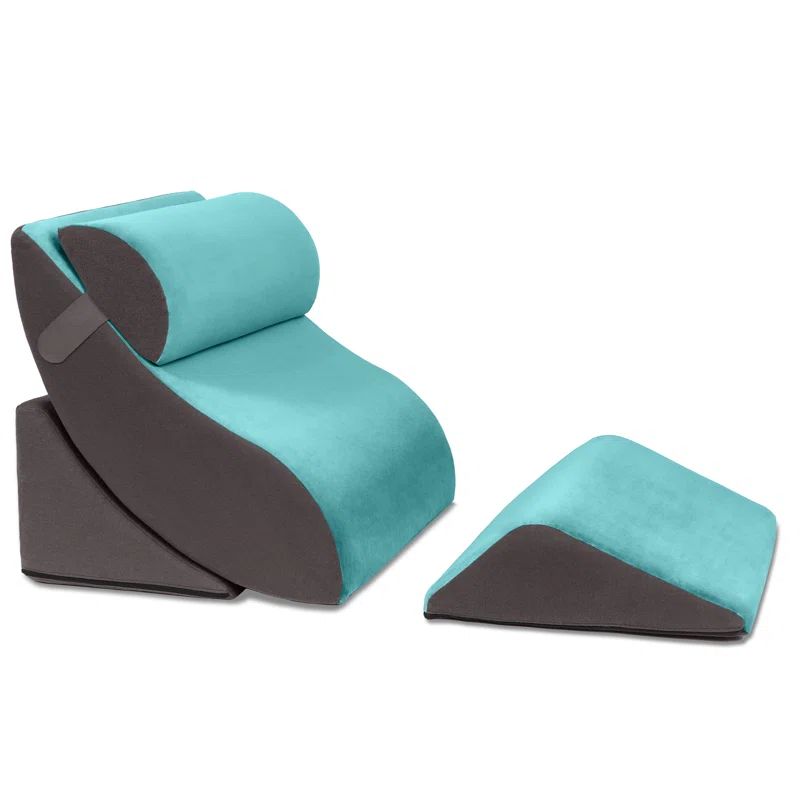 Blue and Gray Memory Foam Orthopedic Wedge Pillow Set