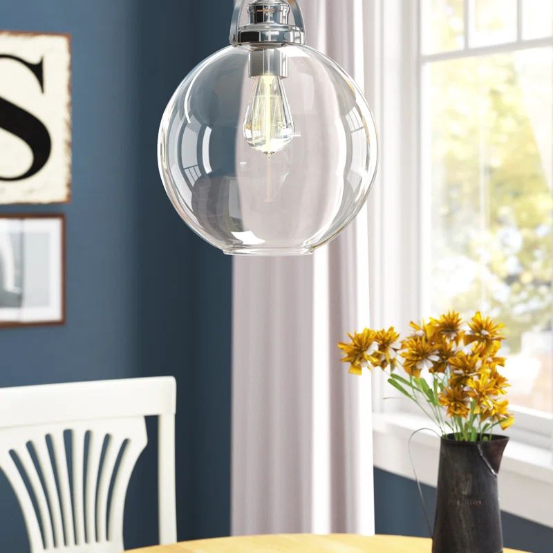 Polished Nickel Mini Globe Pendant with Clear Glass