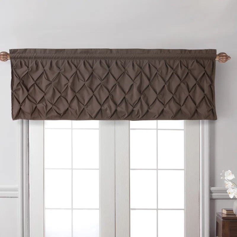 Chocolate Pintuck Textured Rod Pocket Curtain Valance, 60" x 20"