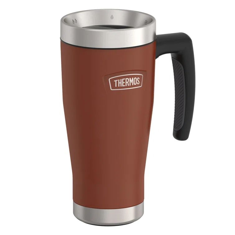 Saddle Stainless Steel 16 oz Travel Mug with Non-Slip Handle