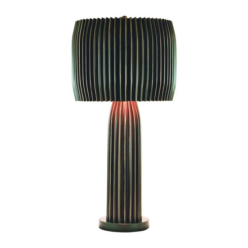 Bronze Crimped Steel 33" Table Lamp with Clear Cord