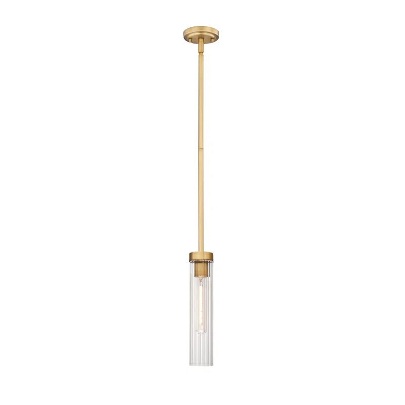 Beau Rubbed Brass and Clear Glass LED Pendant Light
