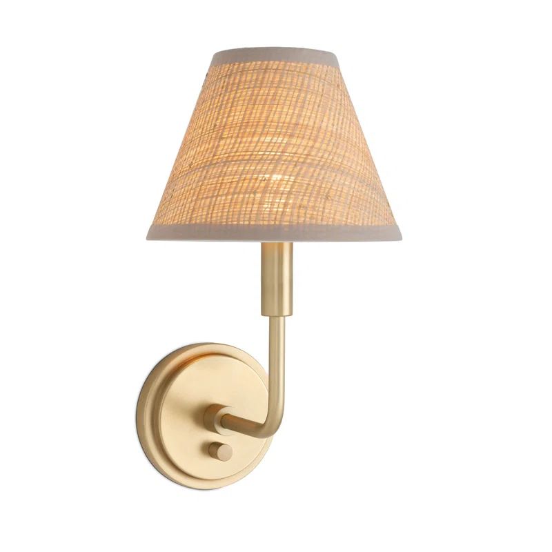Natural Brass Sconce with Rattan Shade