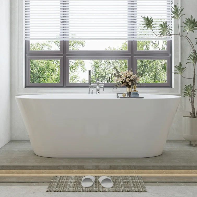 67'' White Freestanding Acrylic Soaking Bathtub