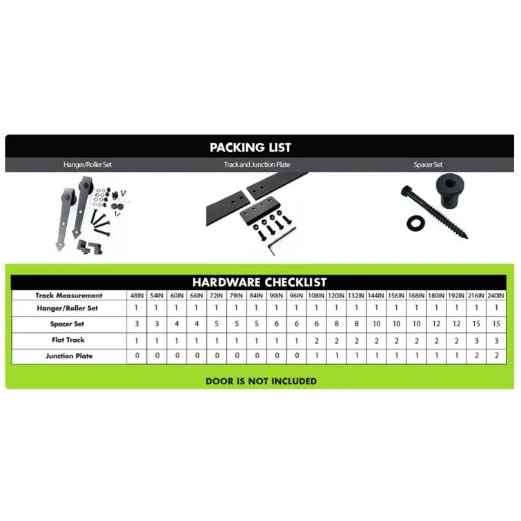 54-inch Brushed Nickel Heavy-Duty Barn Door Hardware Kit