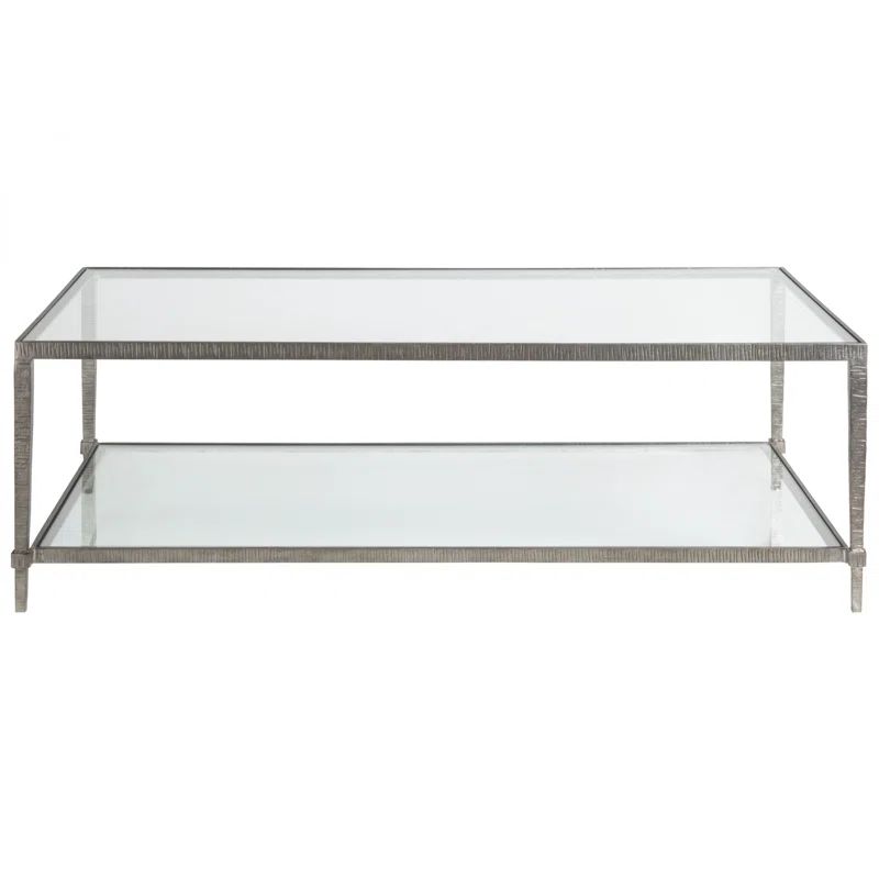 Silver Rectangular Glass and Iron Cocktail Table