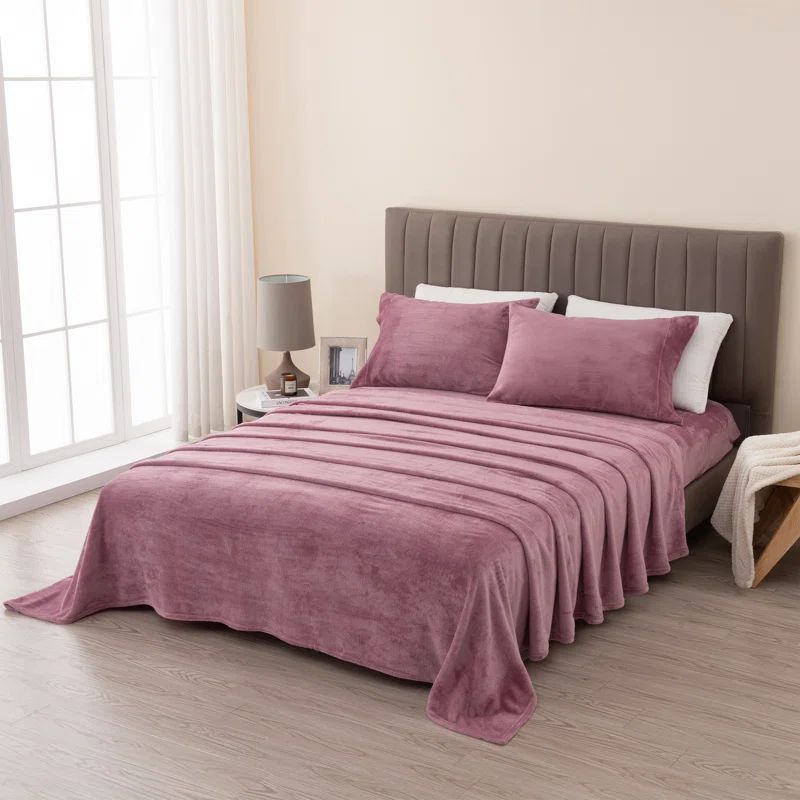 King Rose Velvet Plush Microfiber Deep Pocket Sheet Set