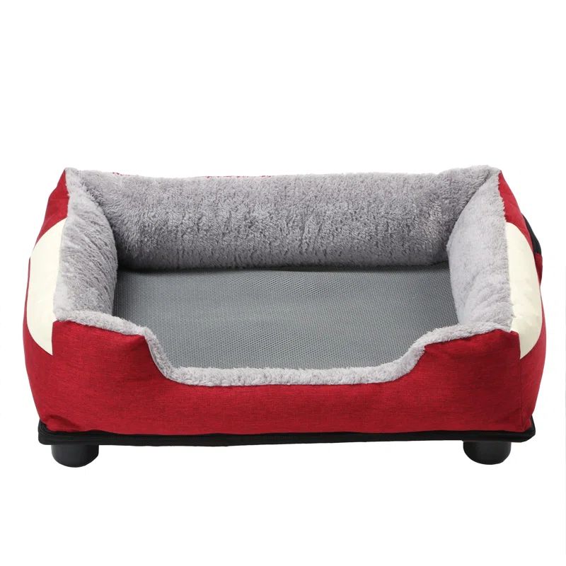 Medium Red Polyester-Nylon Heated and Cooled Pet Bed