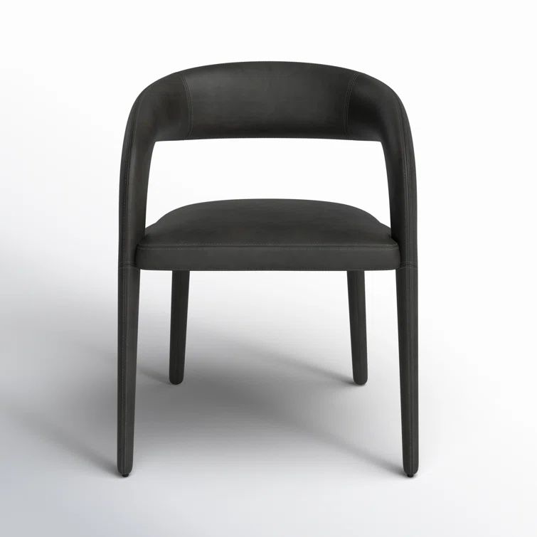 Black Faux Leather Upholstered Arm Chair with Metal Legs