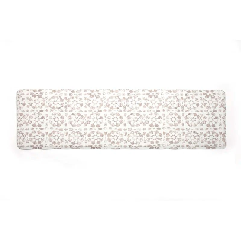 Taupe and White Floral Tile Anti-Fatigue Comfort Mat