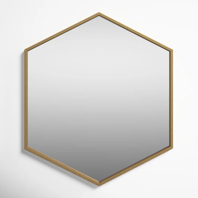 McNeer 22" x 25" Geometric Gold Hexagon Wall Mirror