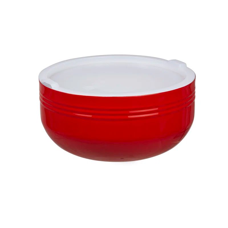 Red Stainless Steel Triple Wall Salad Bowl