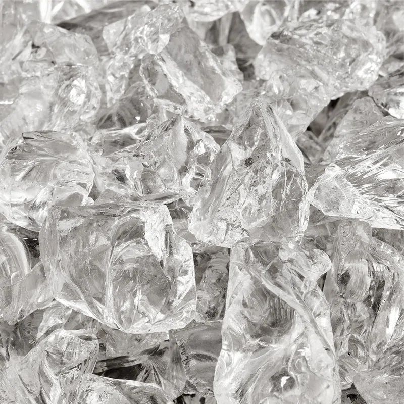 Clear Crushed Ice Decorative Fire Pit Glass, 10 lbs