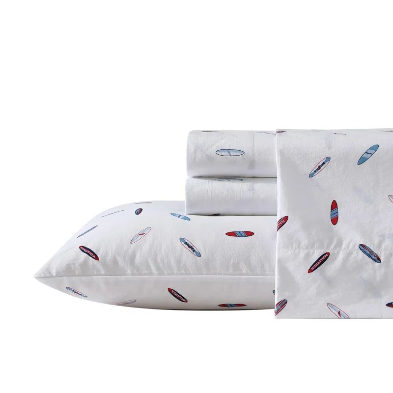 Twin White Cotton Percale Surfboard Sheet Set