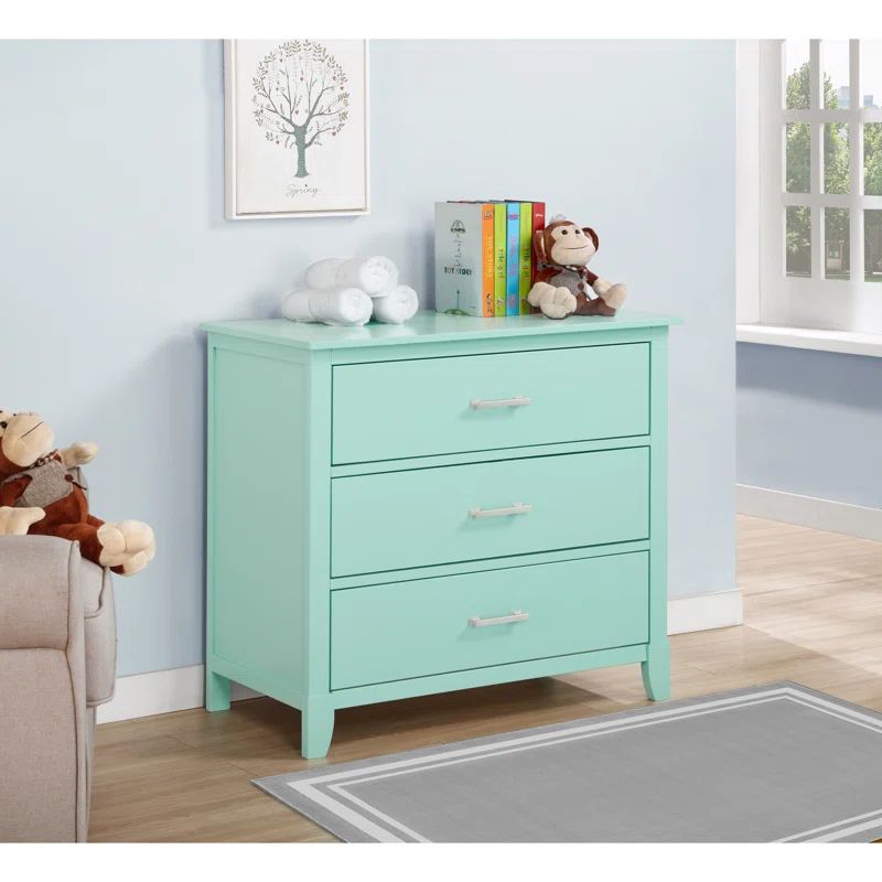 Mint Mid-Century Modern Solid Wood Nursery Dresser