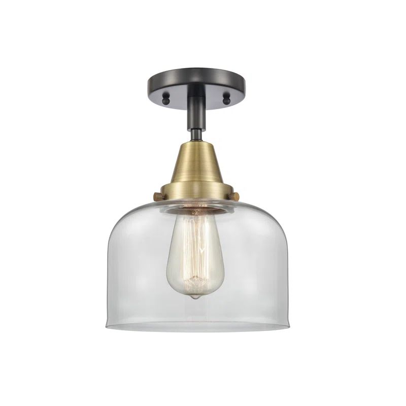 Franklin Restoration Large Bell 8" Black Antique Brass Flush Mount