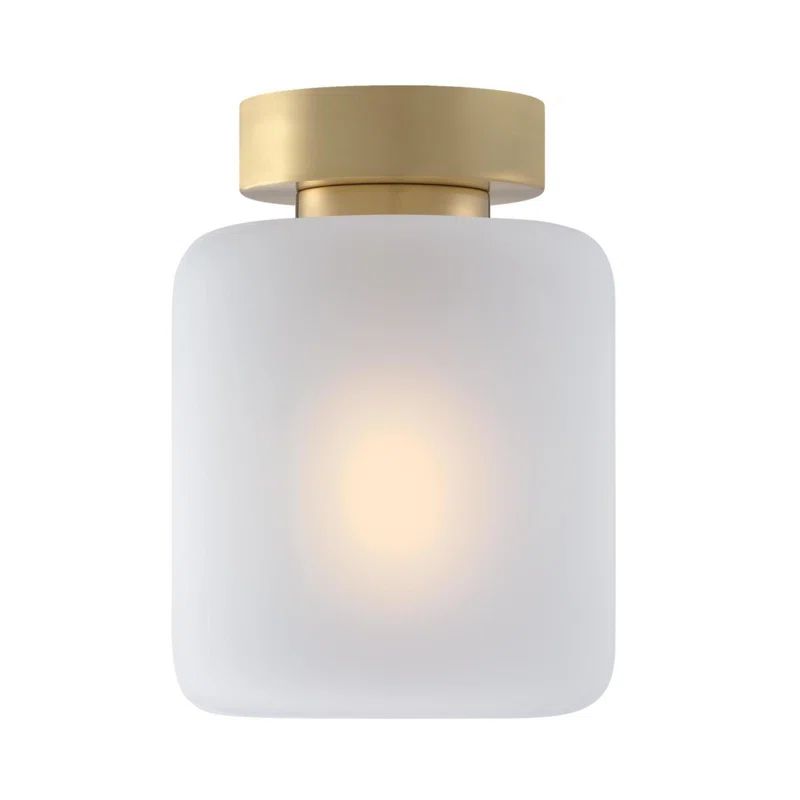 Champagne Brass 8'' Frosted Glass Semi-Flush Mount Ceiling Light