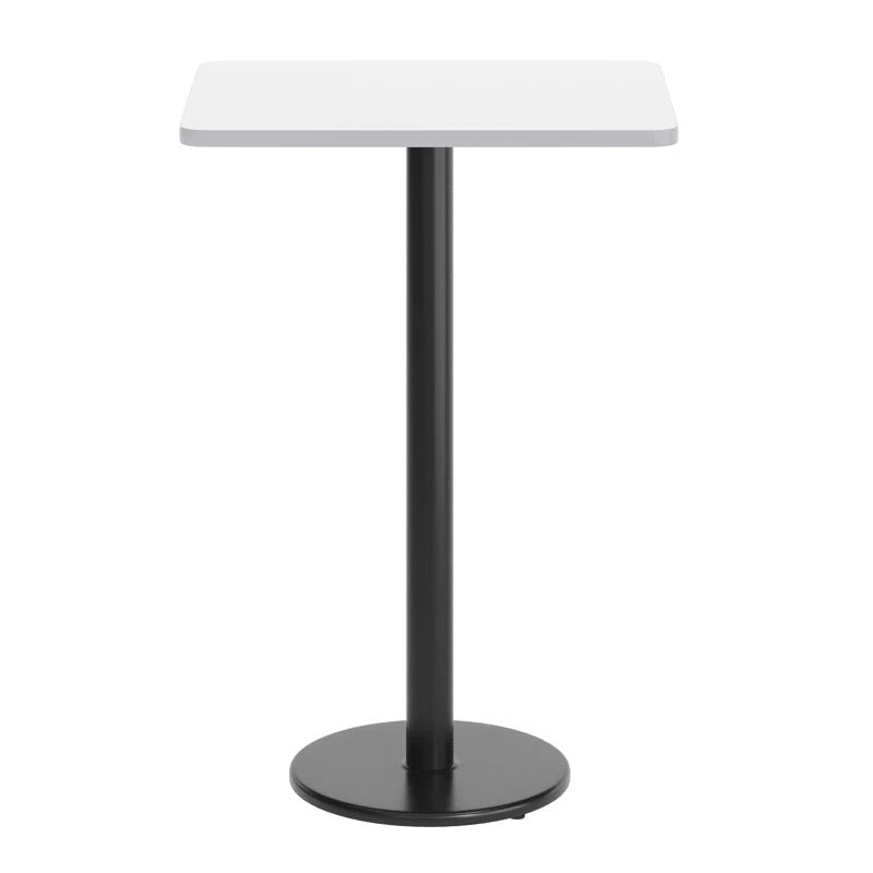 Gray and Black Laminate Rectangular Dining Table with Round Base