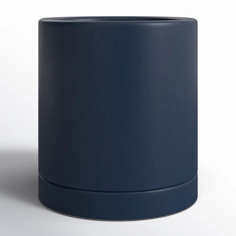 Carlotta Dark Blue Round Ceramic Pot Planter with Saucer