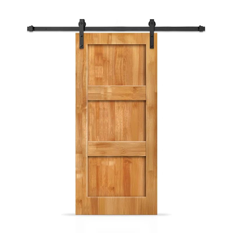 30" x 84" Weather Oak Stained Pine Wood Barn Door Kit