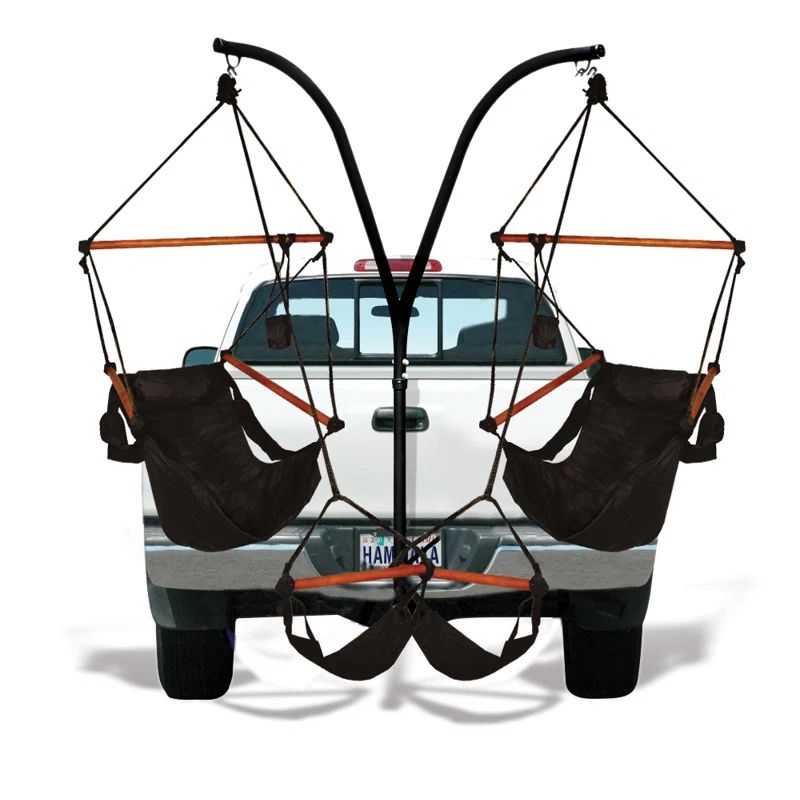 Black Double Trailer Hitch Stand with Hammaka Chairs